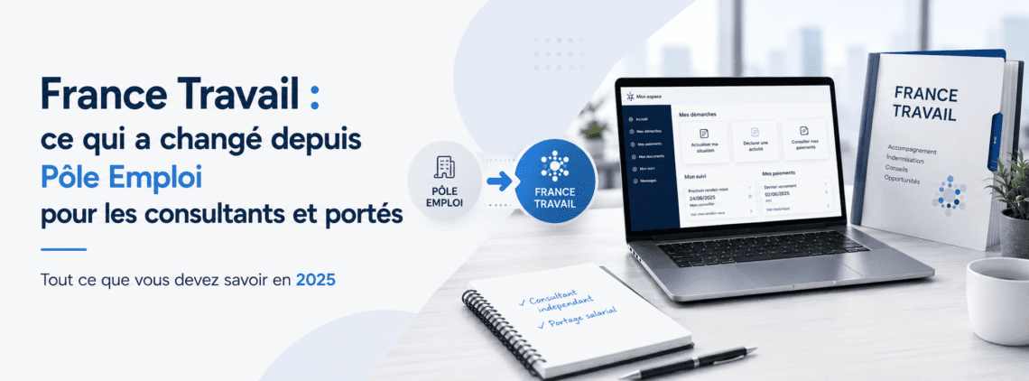Bannière France Travail ce qui change pour les consultants et le portage salarial - Regie-Portage.fr